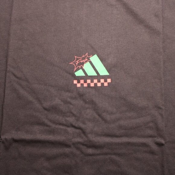 Adidas Mens Medium Lounge Pizza Graphic T-Shirt π Black 100% Cotton Casual Tee - Picture 2 of 9